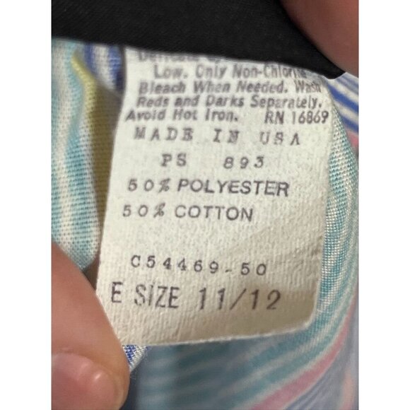 Vintage Striped Skirt 11 Blue Retro Classic Mod Preppy Boho Western Country 80s - Picture 10 of 10